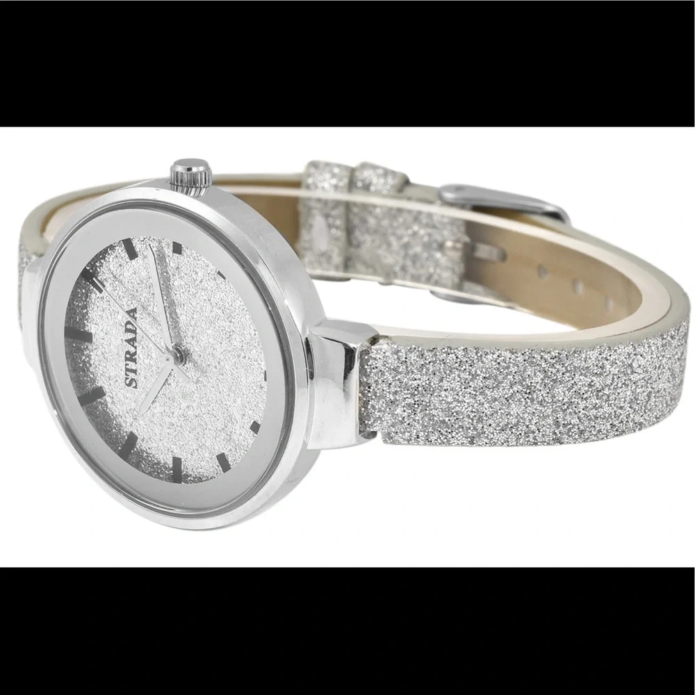 Silver Stardust Watch with Faux Leather Strap